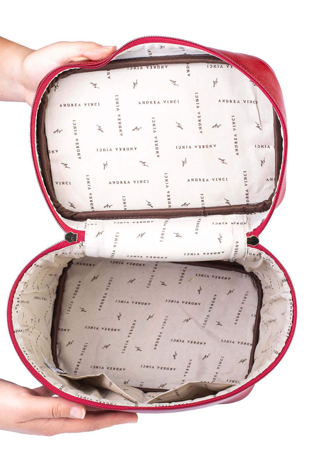 Frasqueira de viagem em couro liso Paloma - Enluaze