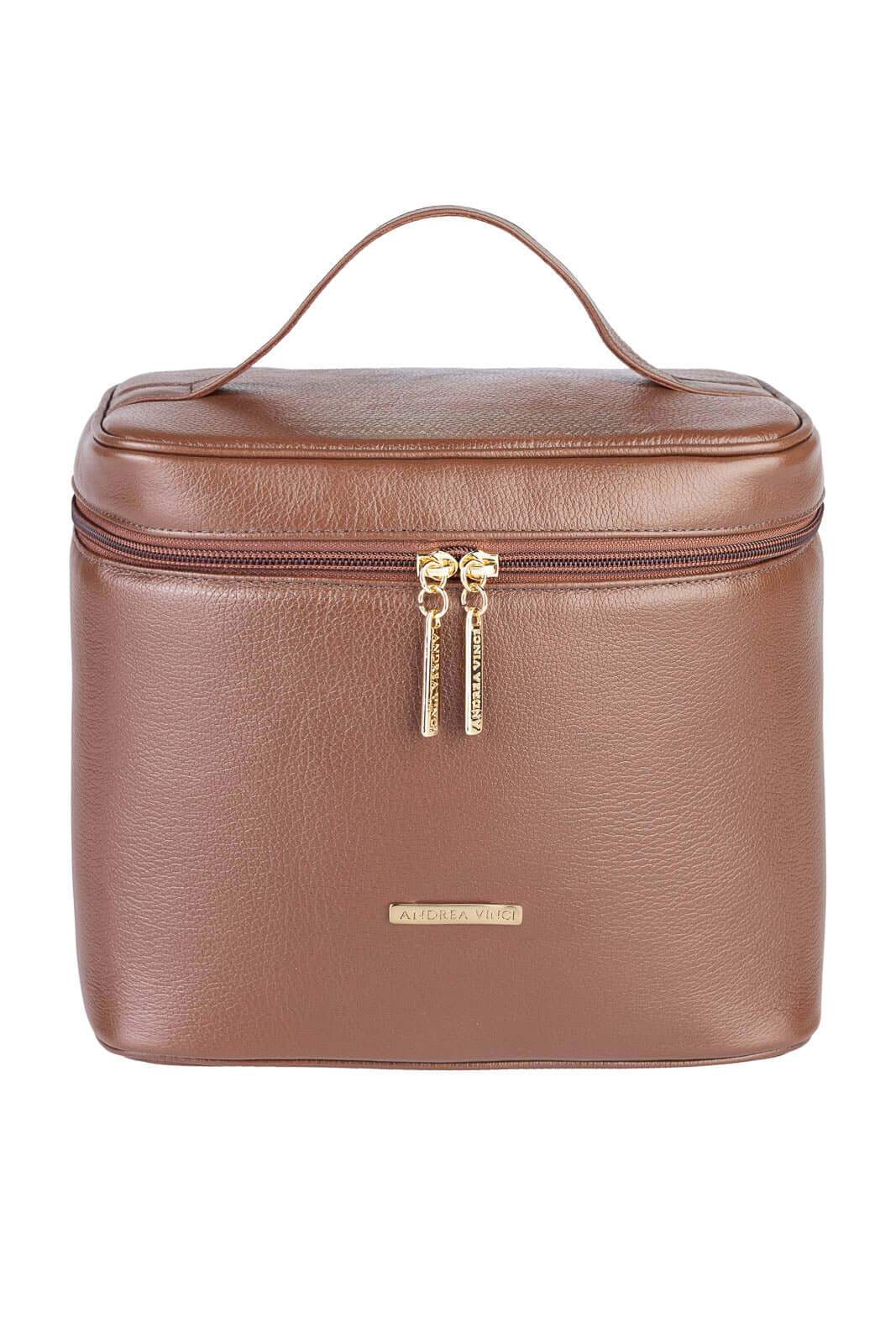 Frasqueira de viagem em couro liso Paloma - Enluaze