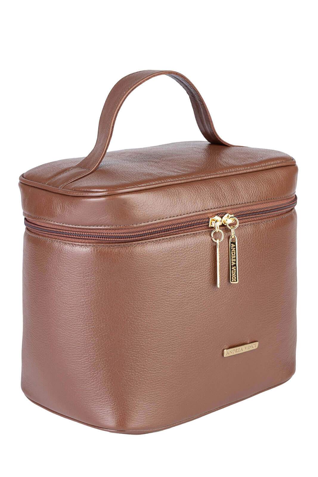 Frasqueira de viagem em couro liso Paloma - Enluaze