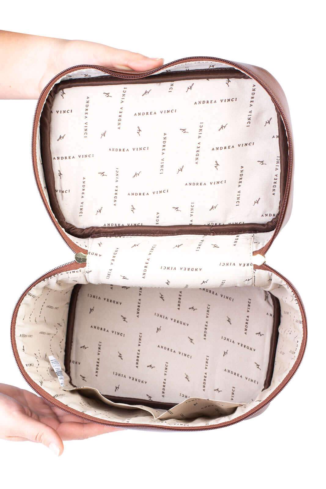 Frasqueira de viagem em couro liso Paloma - Enluaze