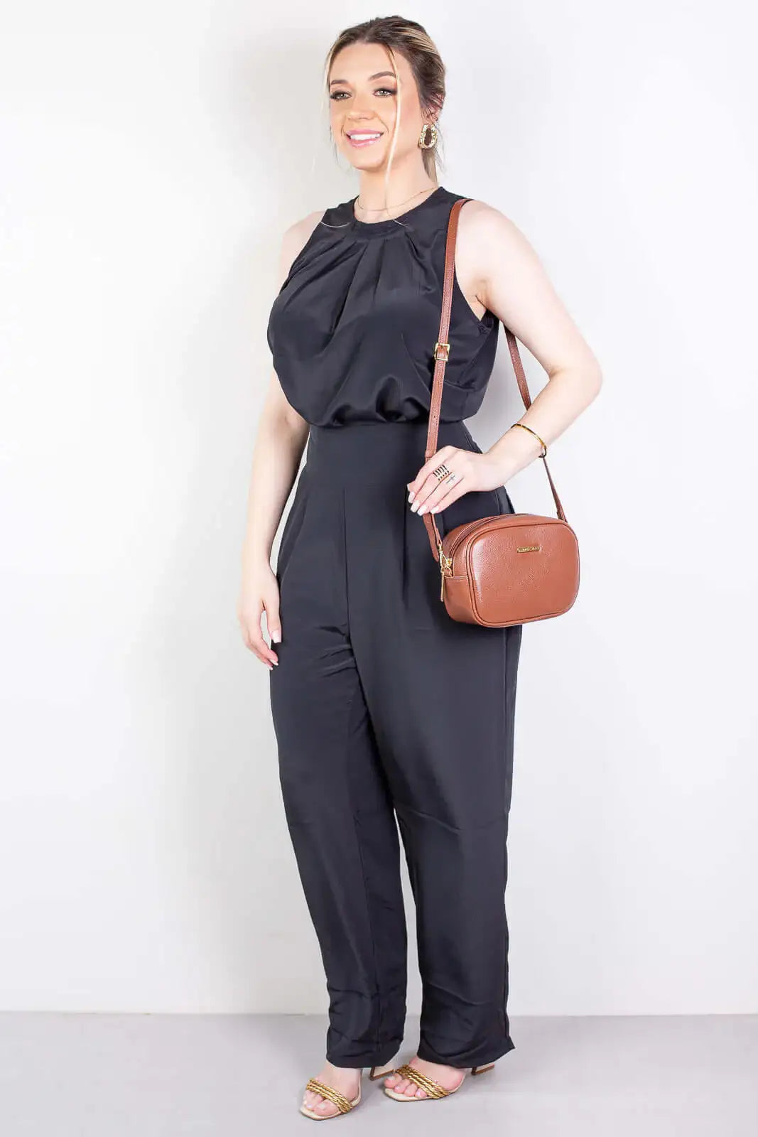 Bolsa transversal de couro liso Dani - Enluaze