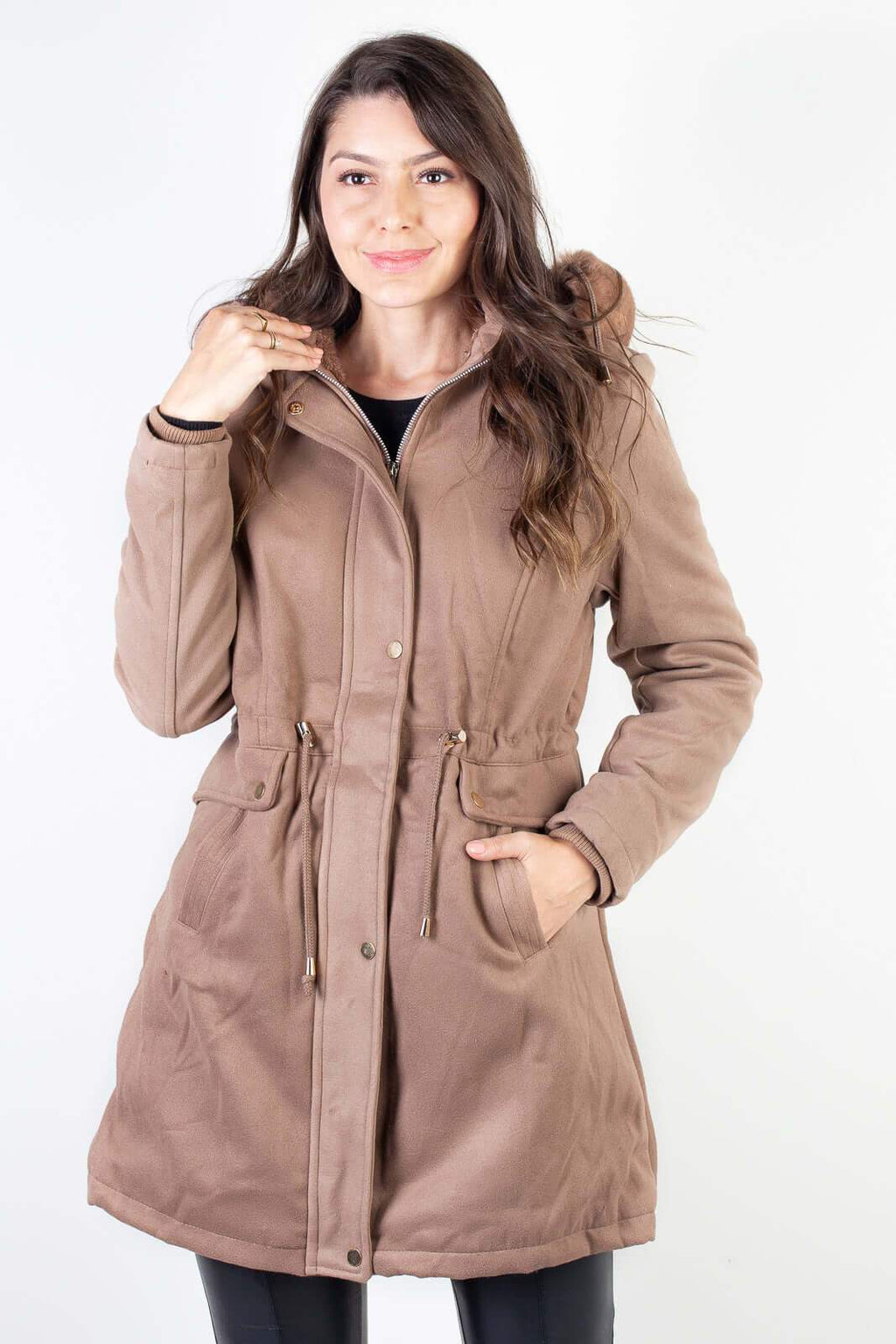 Jaqueta feminina lã batida sintética 84286 - Enluaze