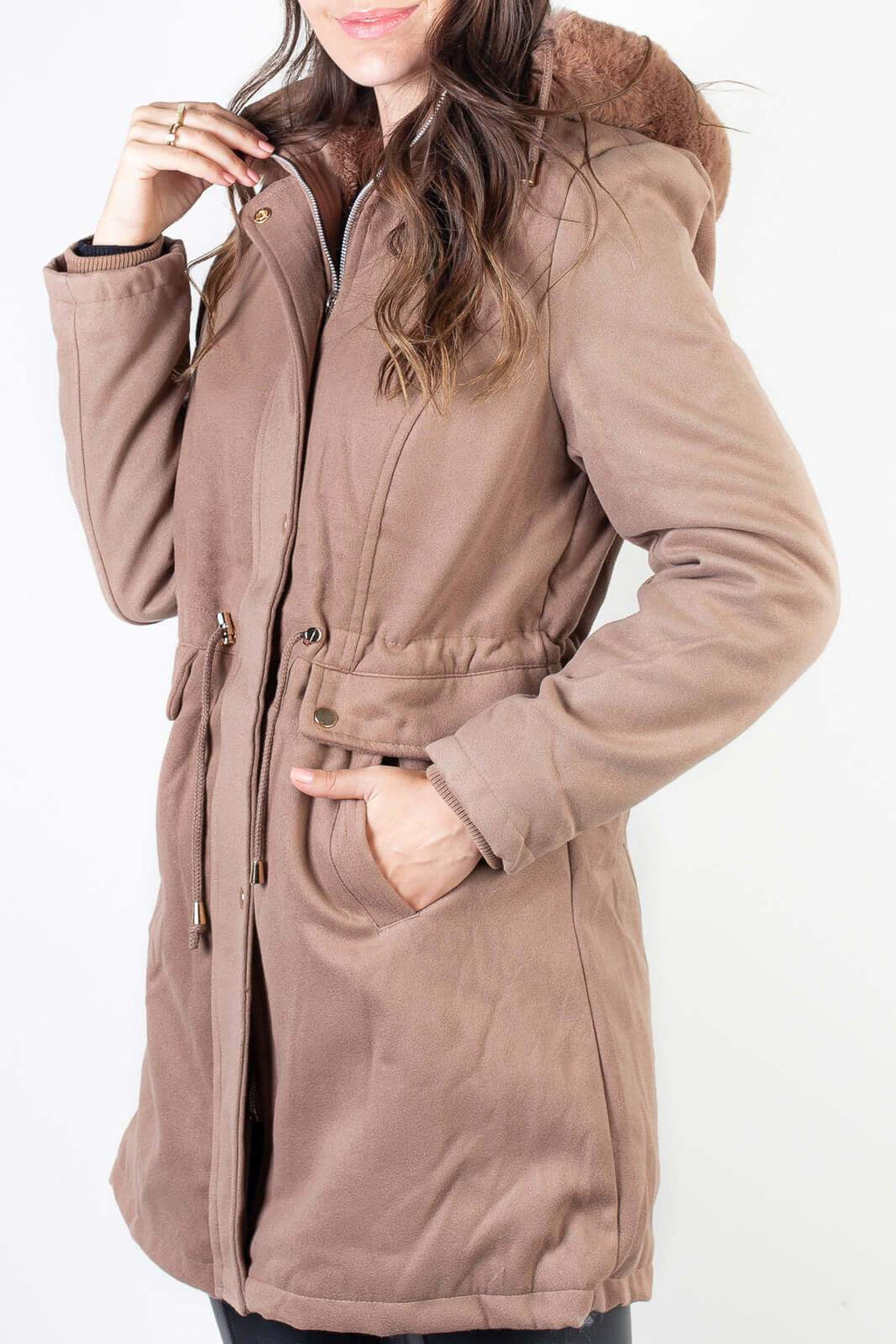 Jaqueta feminina lã batida sintética 84286 - Enluaze