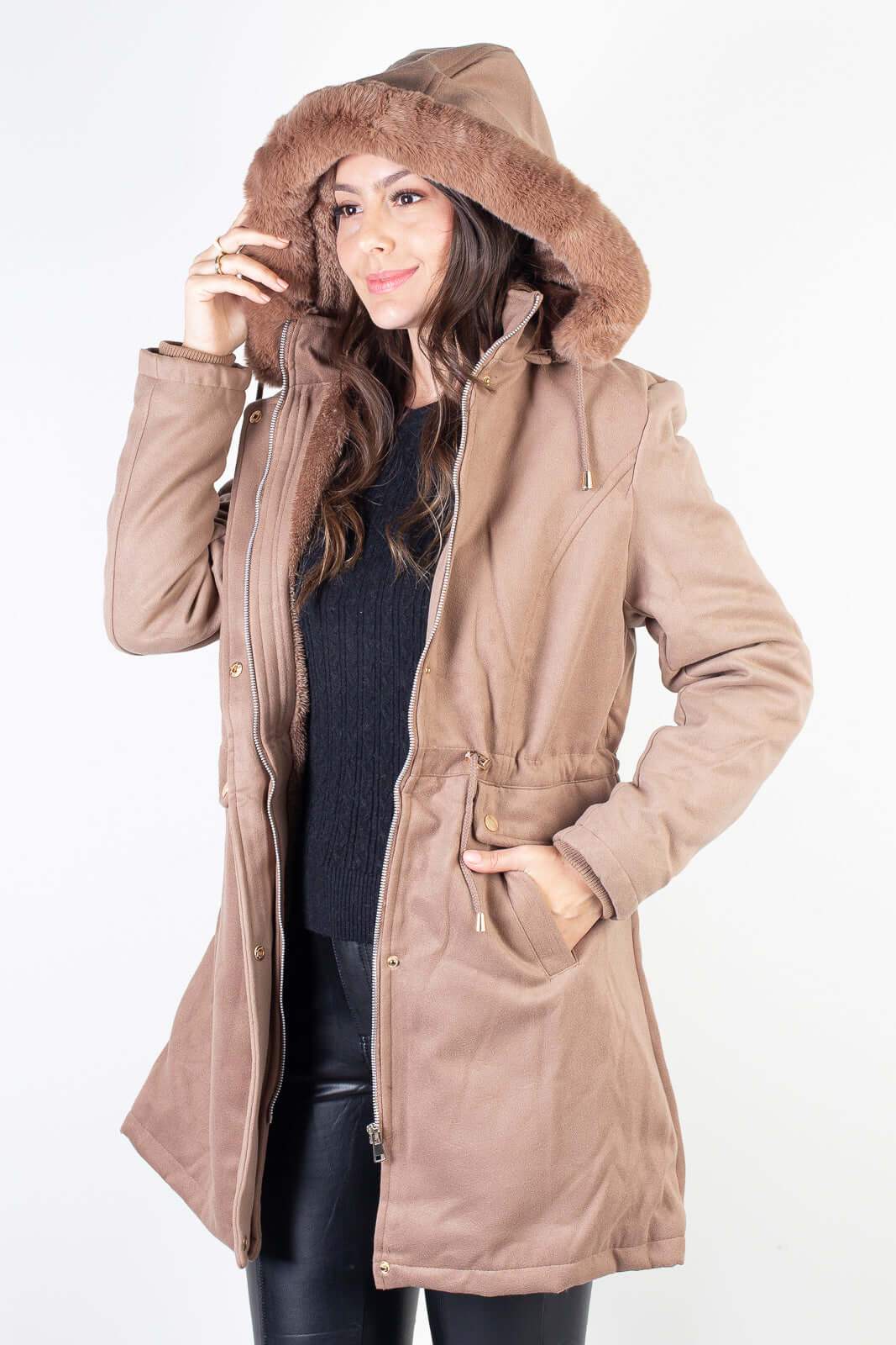 Jaqueta feminina lã batida sintética 84286 - Enluaze