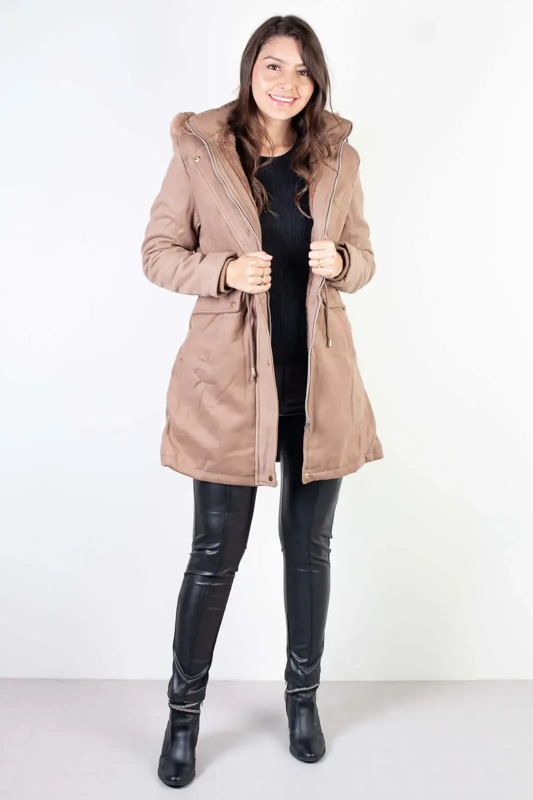 Jaqueta feminina lã batida sintética 84286 - Enluaze