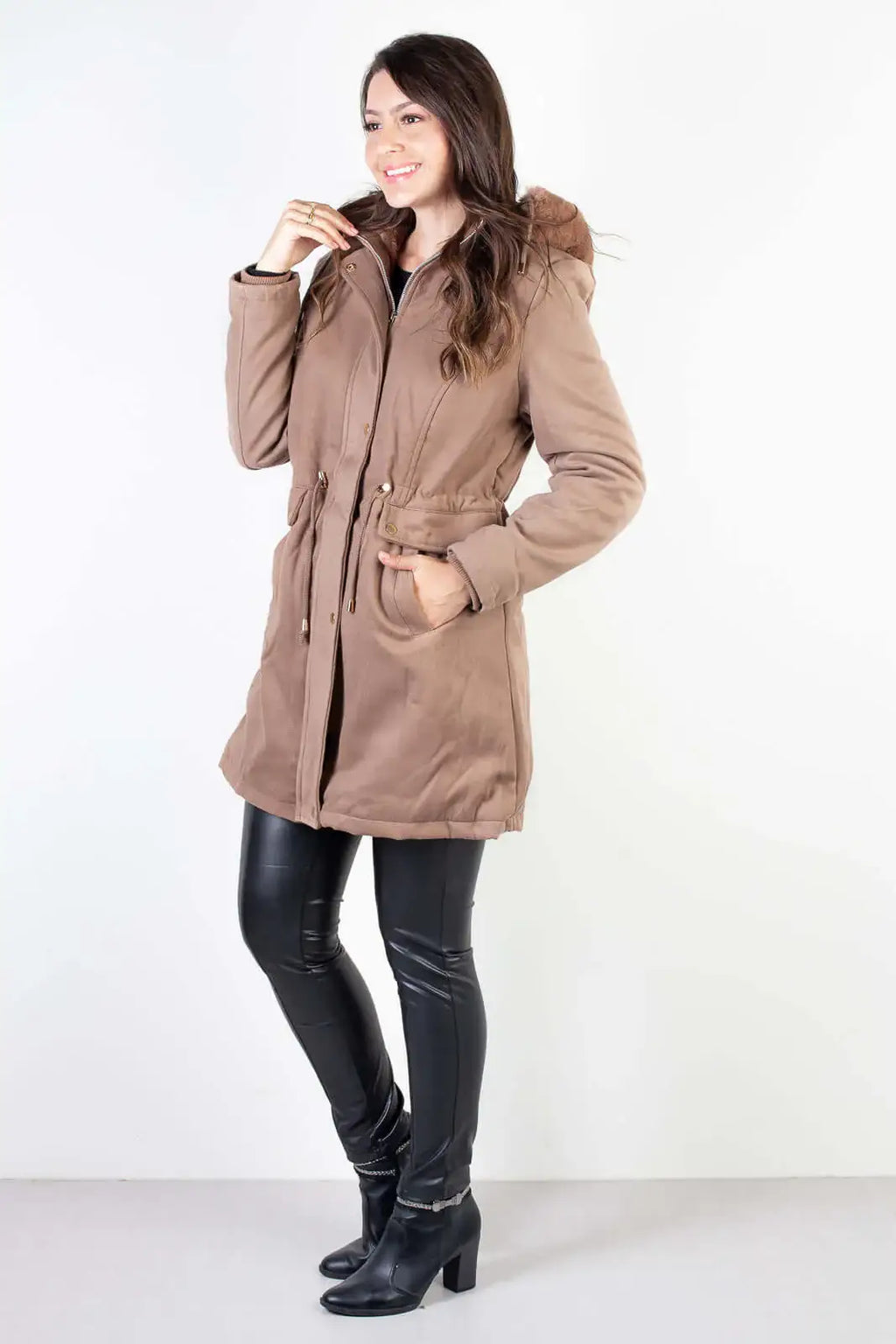 Jaqueta feminina lã batida sintética 84286 - Enluaze