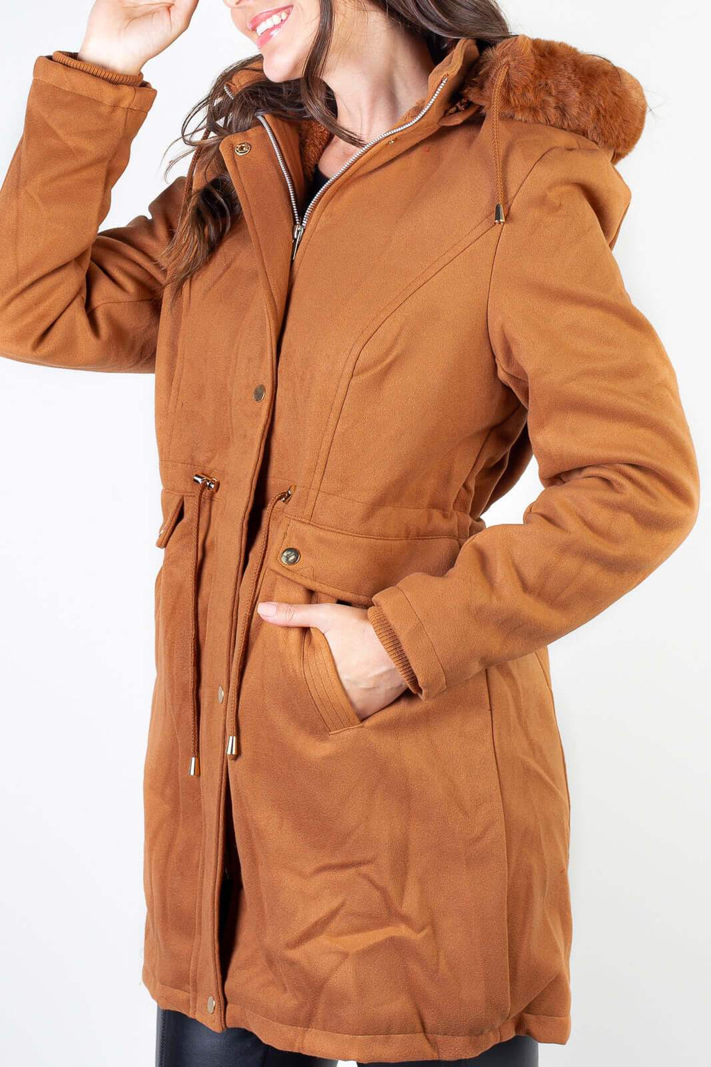 Jaqueta feminina lã batida sintética 84286 - Enluaze