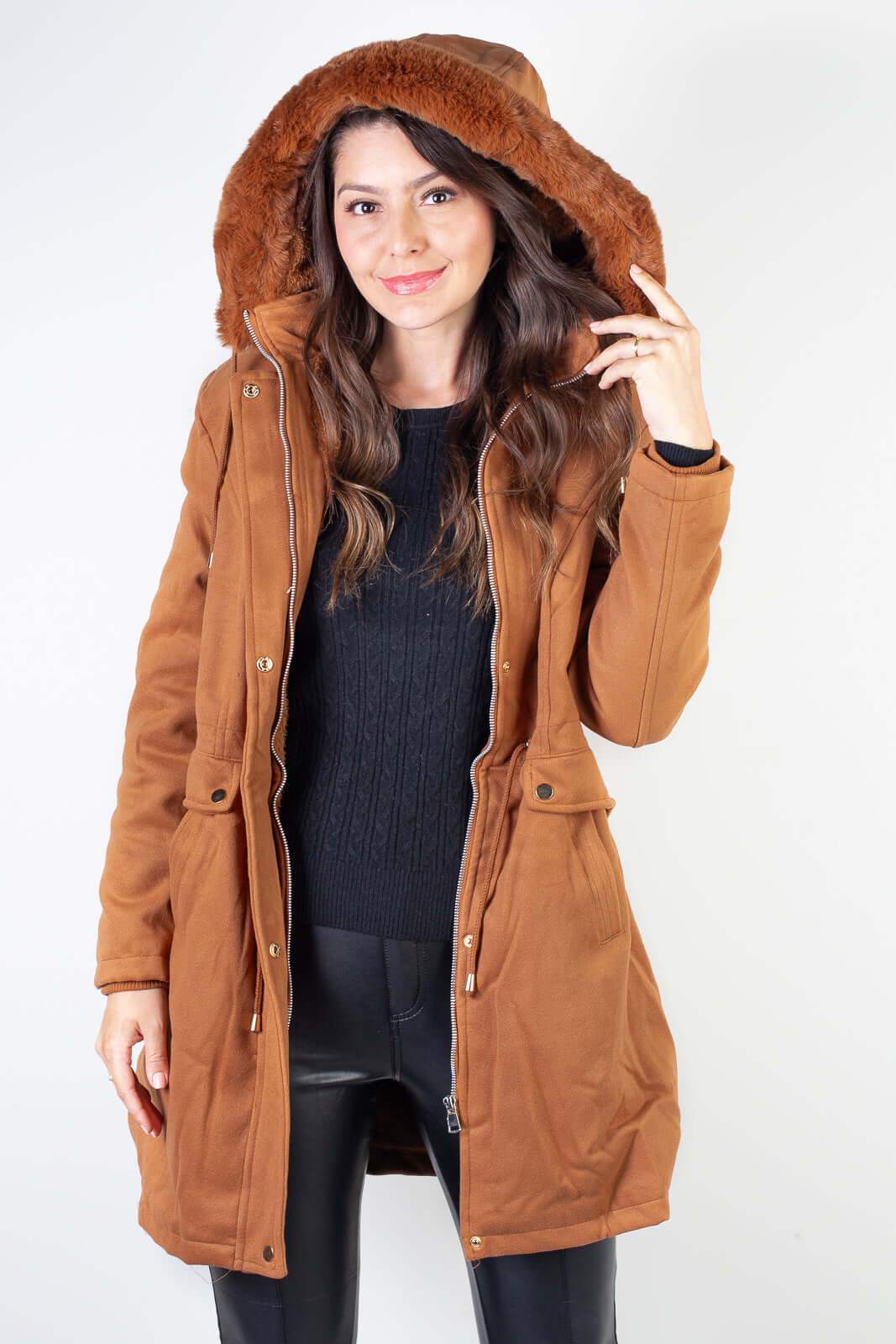 Jaqueta feminina lã batida sintética 84286 - Enluaze