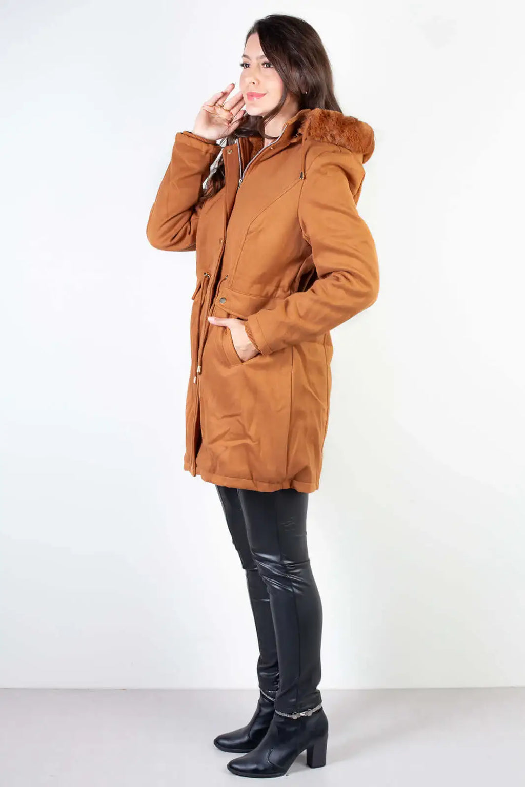 Jaqueta feminina lã batida sintética 84286 - Enluaze