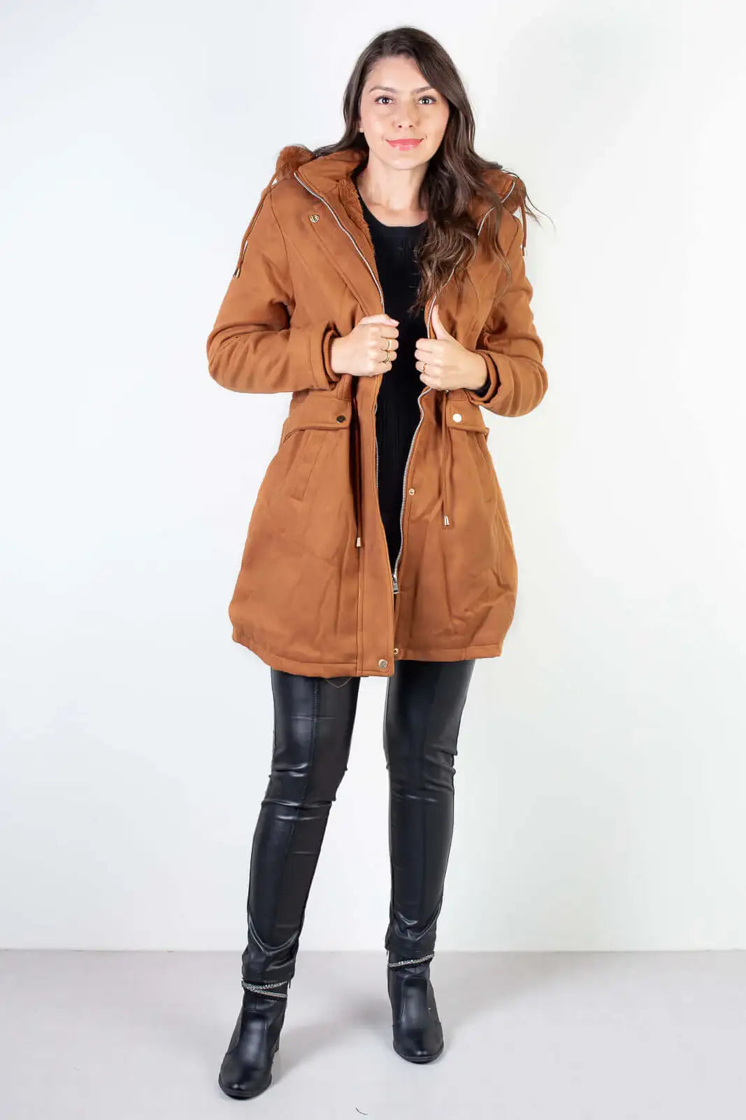 Jaqueta feminina lã batida sintética 84286 - Enluaze