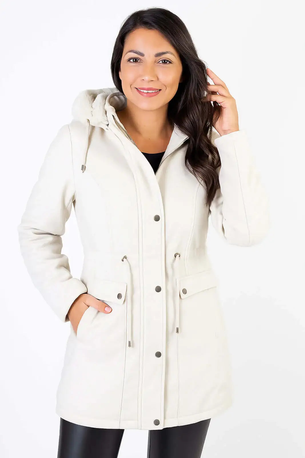 Jaqueta feminina lã batida sintética 84286 - Enluaze