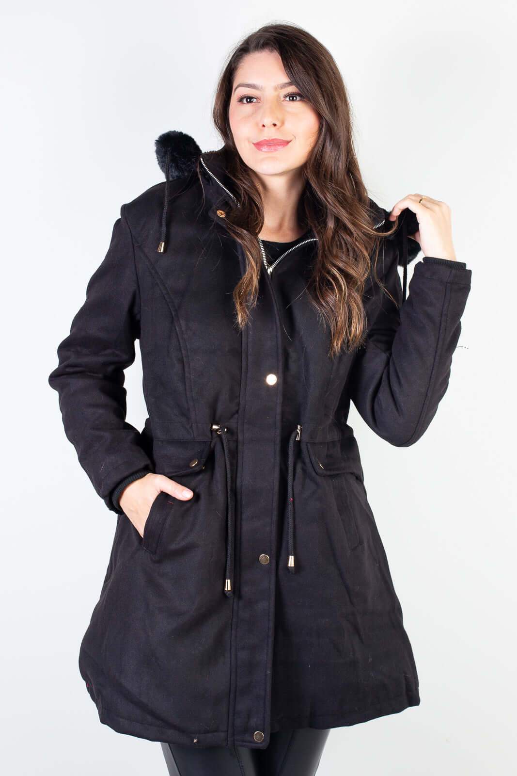 Jaqueta feminina lã batida sintética 84286 - Enluaze