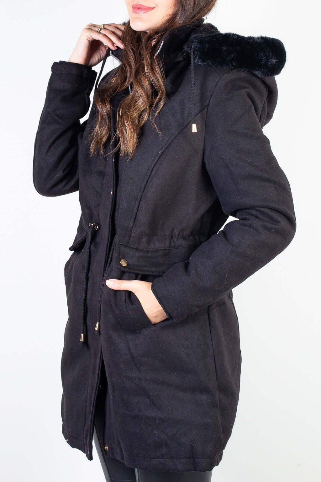 Jaqueta feminina lã batida sintética 84286 - Enluaze