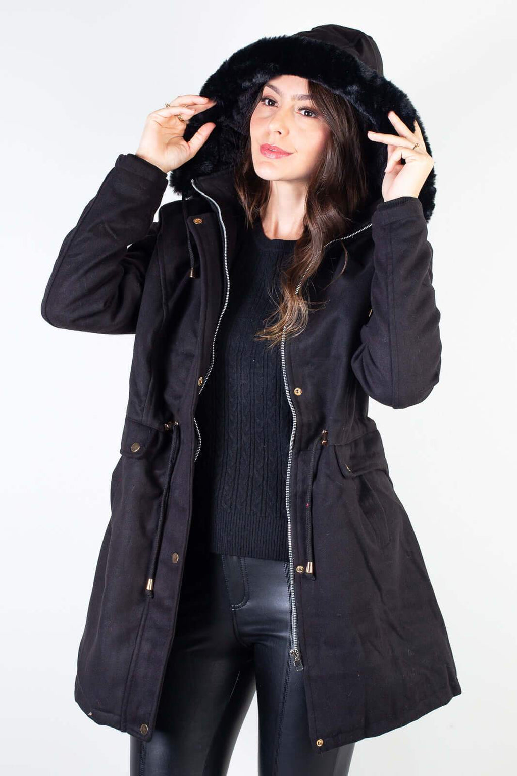 Jaqueta feminina lã batida sintética 84286 - Enluaze