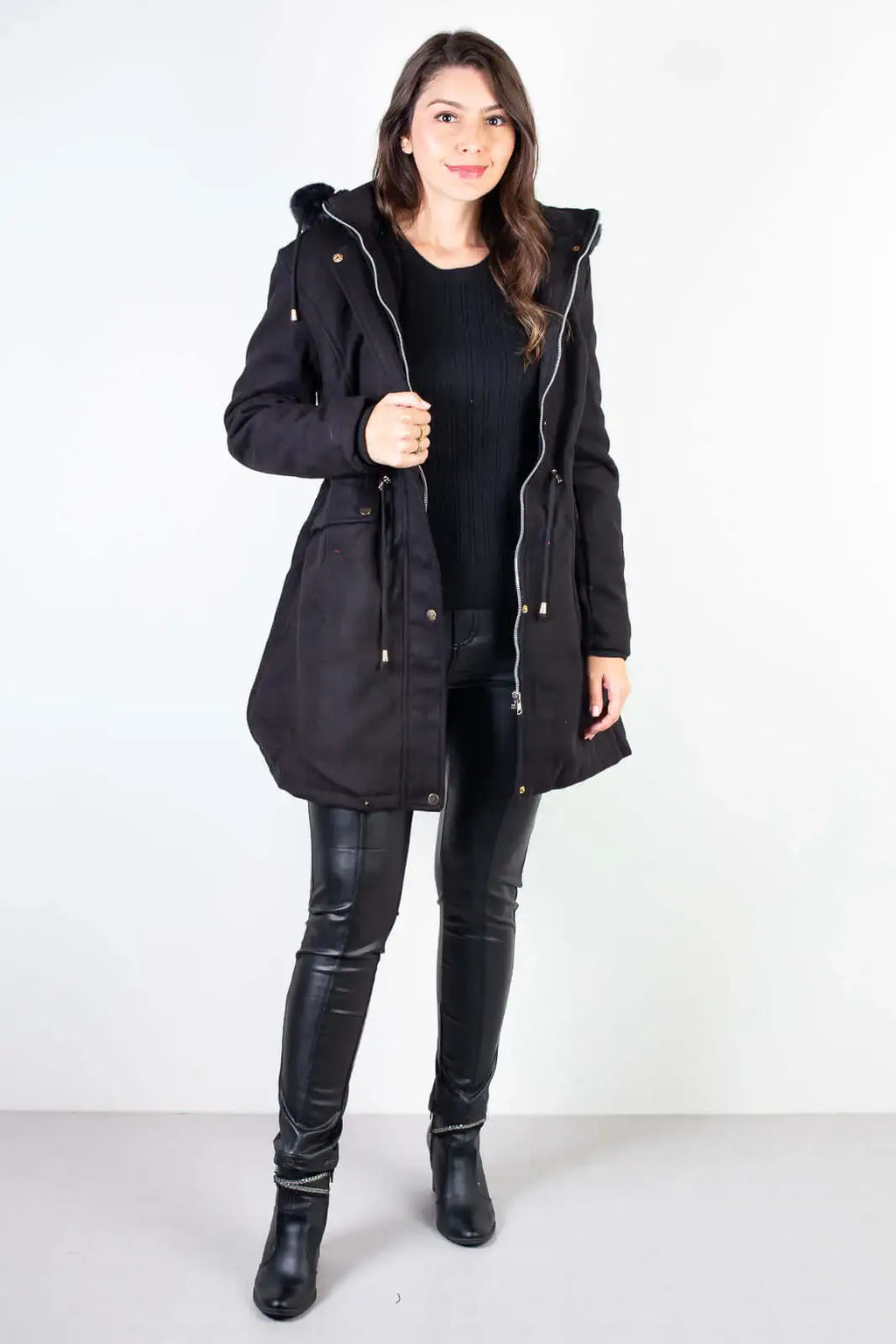 Jaqueta feminina lã batida sintética 84286 - Enluaze