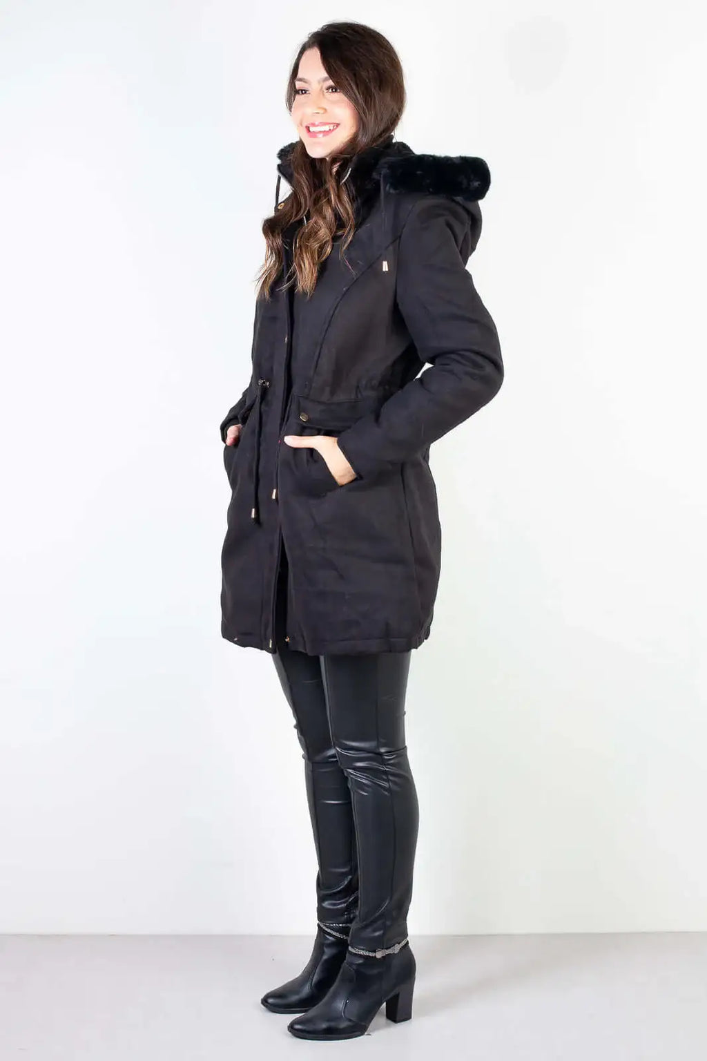 Jaqueta feminina lã batida sintética 84286 - Enluaze