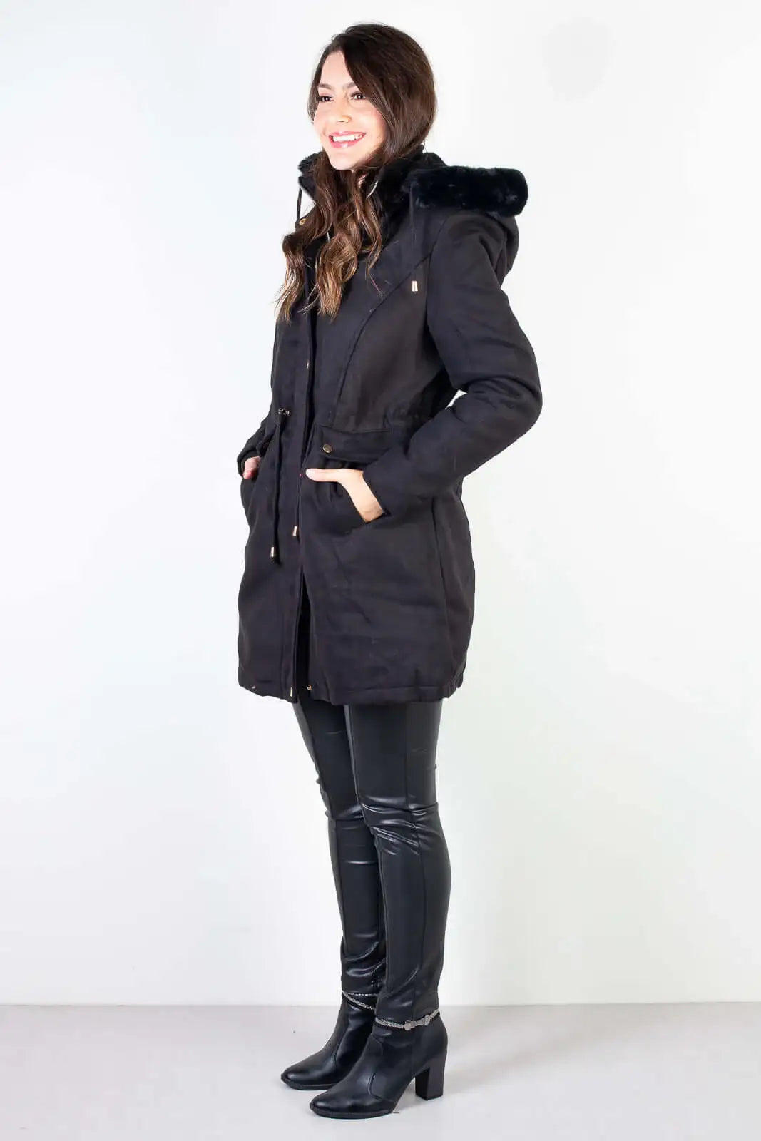 Jaqueta feminina lã batida sintética 84286 - Enluaze