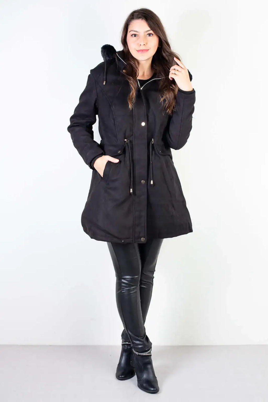 Jaqueta feminina lã batida sintética 84286 - Enluaze