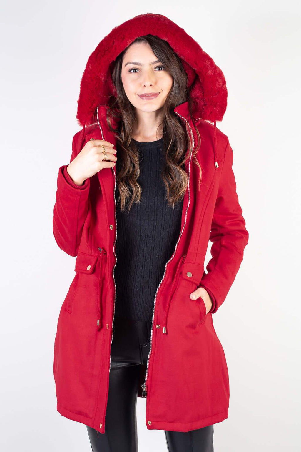 Jaqueta feminina lã batida sintética 84286 - Enluaze