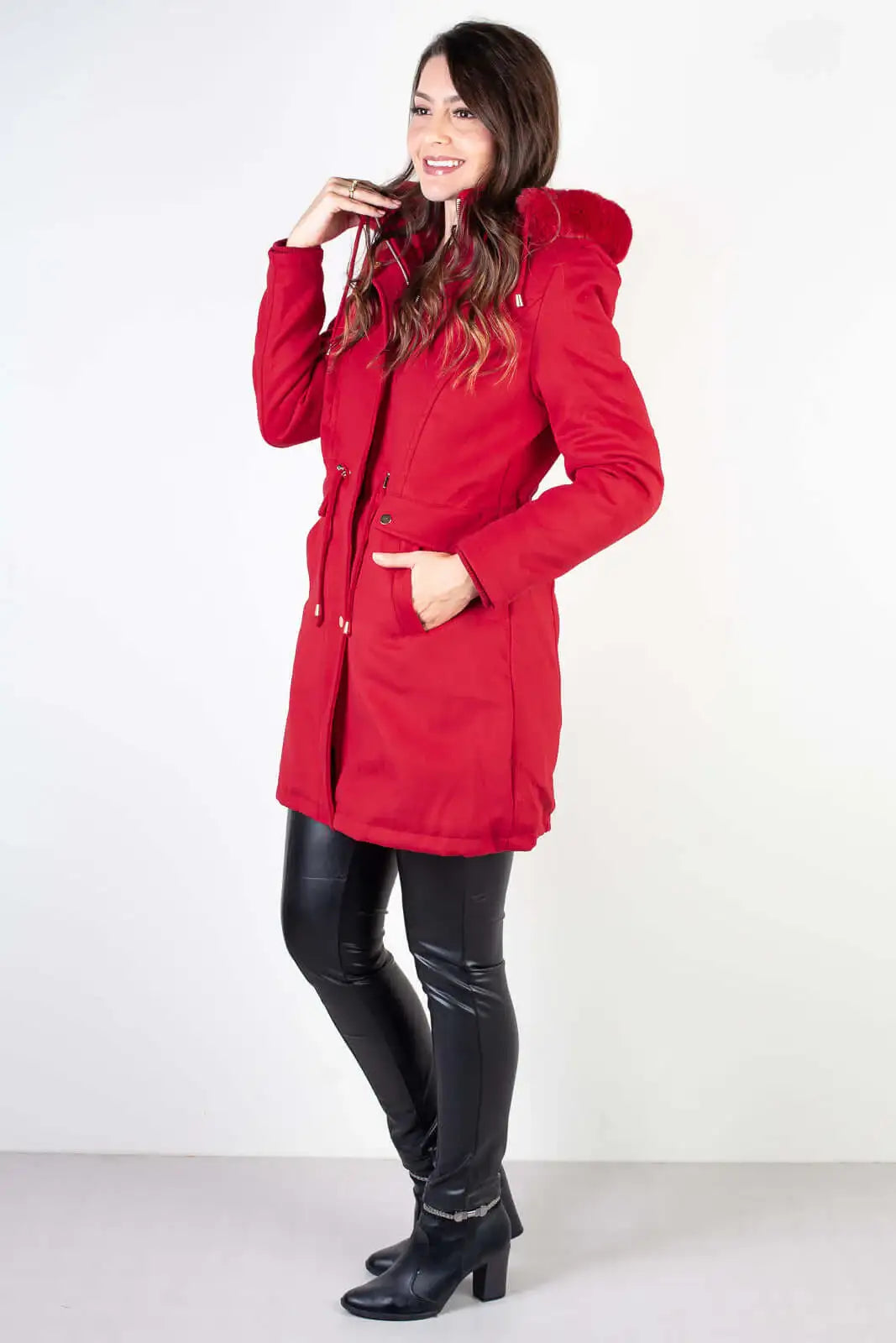 Jaqueta feminina lã batida sintética 84286 - Enluaze