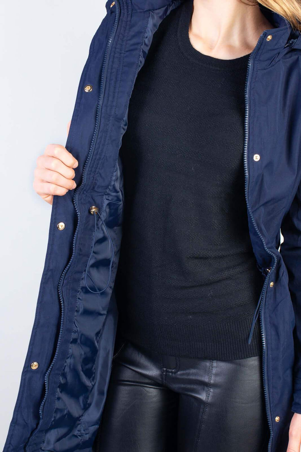 Parka feminina impermeável com capuz removível 84176 - Enluaze