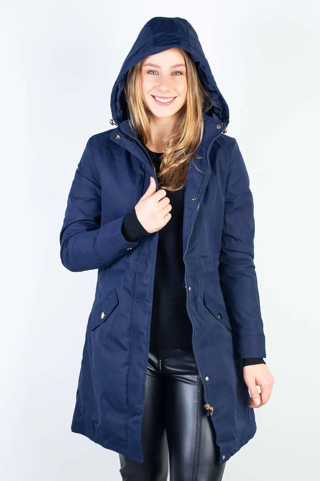 Parka feminina impermeável com capuz removível 84176 - Enluaze