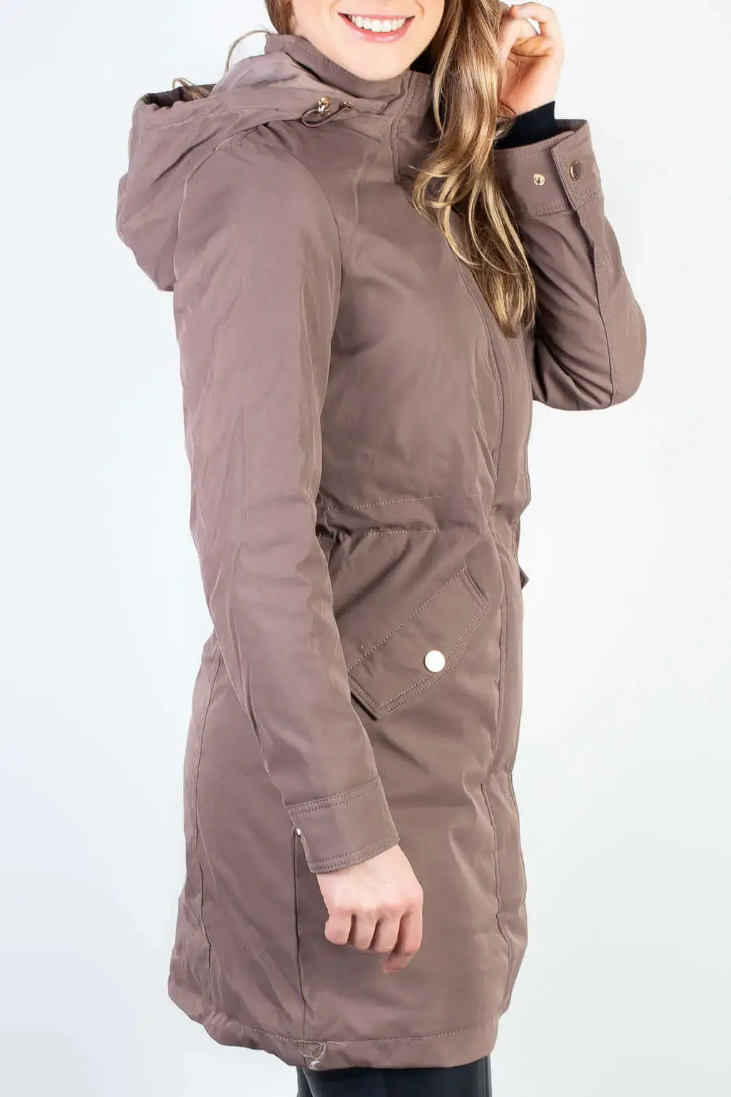 Parka feminina impermeável com capuz removível 84176 - Enluaze