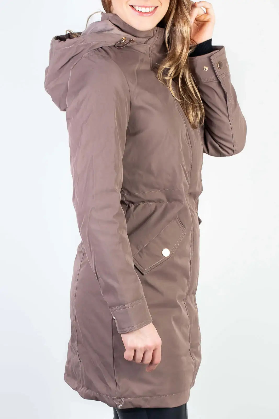 Parka feminina impermeável com capuz removível 84176 - Enluaze