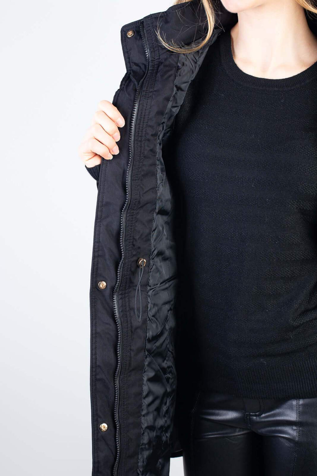 Parka feminina impermeável com capuz removível 84176 - Enluaze