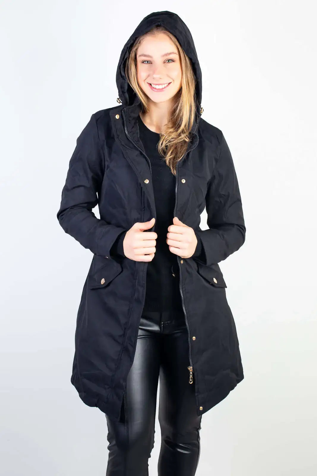 Parka feminina impermeável com capuz removível 84176 - Enluaze