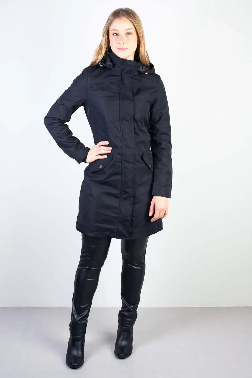 Parka feminina impermeável com capuz removível 84176 - Enluaze