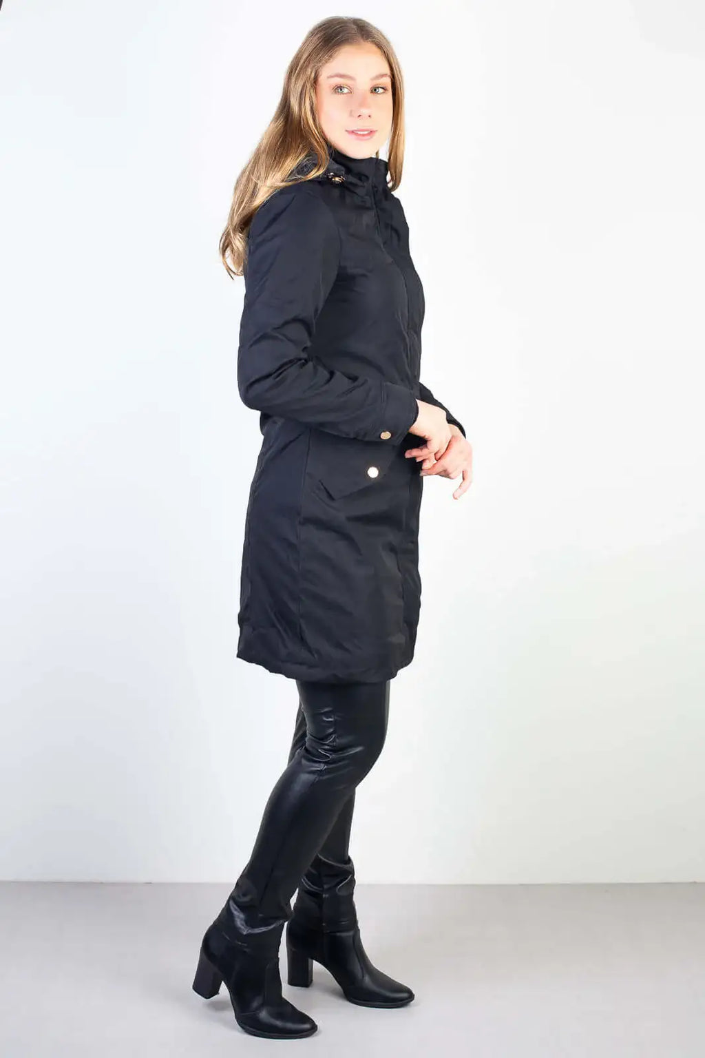 Parka feminina impermeável com capuz removível 84176 - Enluaze