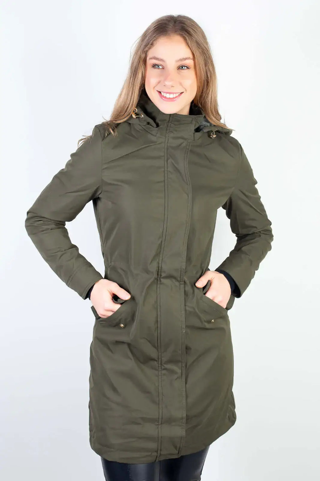 Parka feminina impermeável com capuz removível 84176 - Enluaze