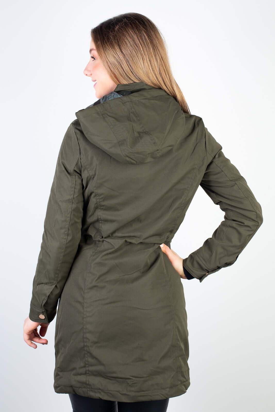 Parka feminina impermeável com capuz removível 84176 - Enluaze