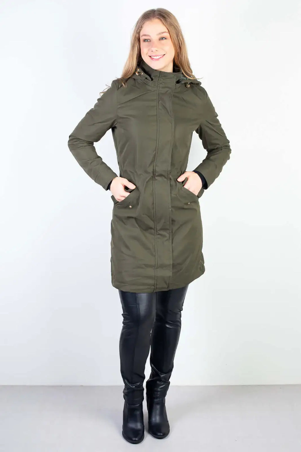 Parka feminina impermeável com capuz removível 84176 - Enluaze