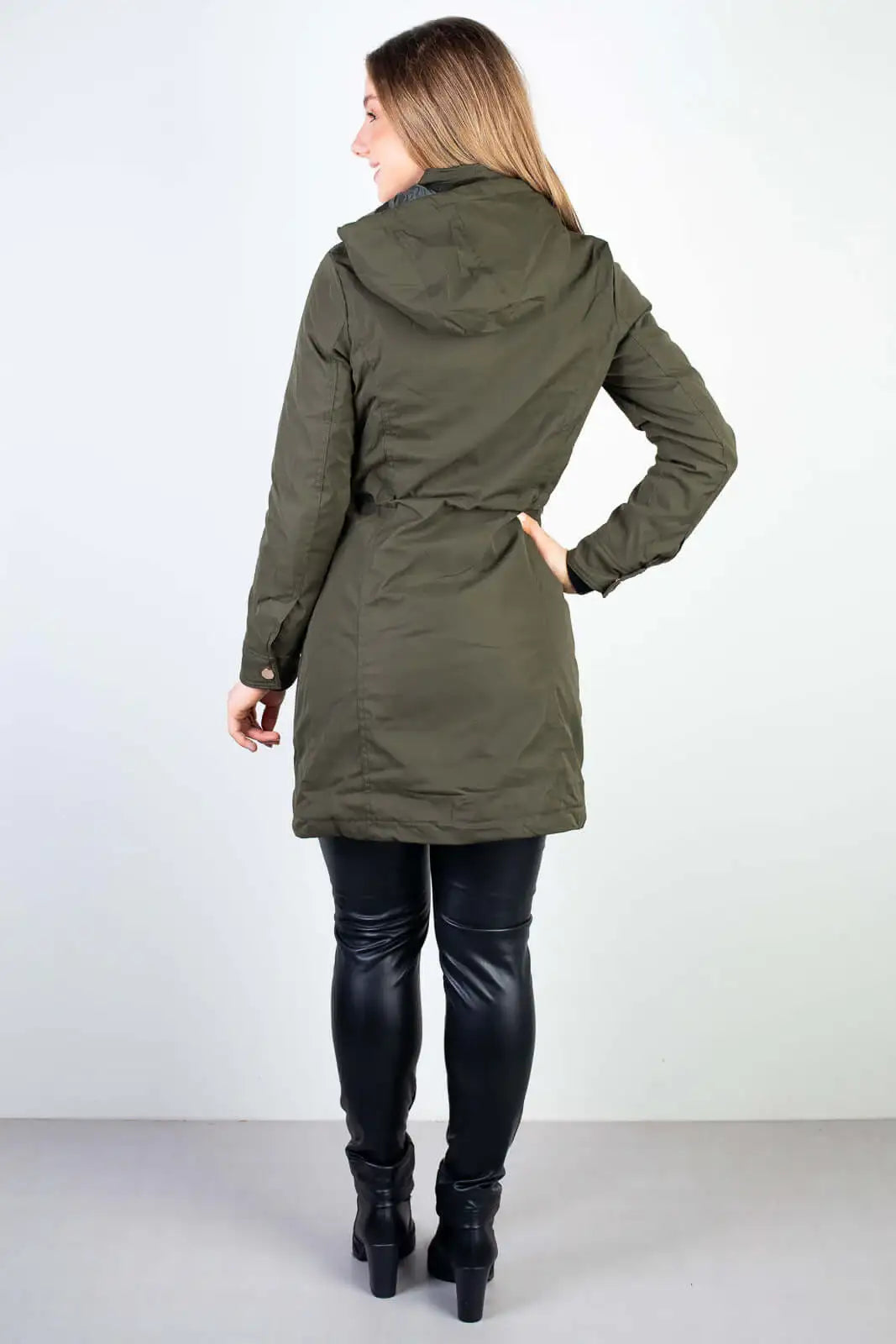 Parka feminina impermeável com capuz removível 84176 - Enluaze