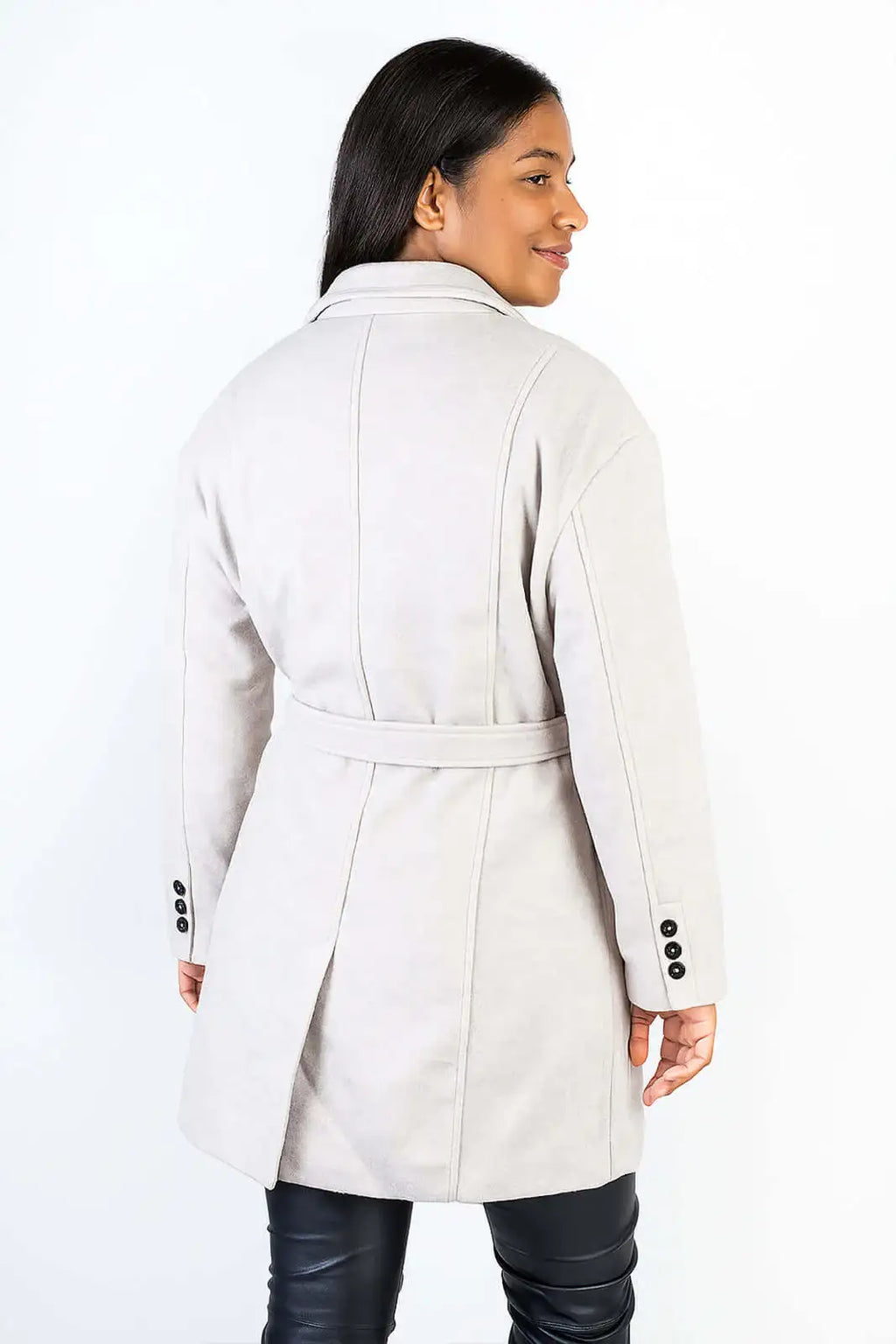 Casaco feminino lã batida sintética com cinto 84207 - Enluaze