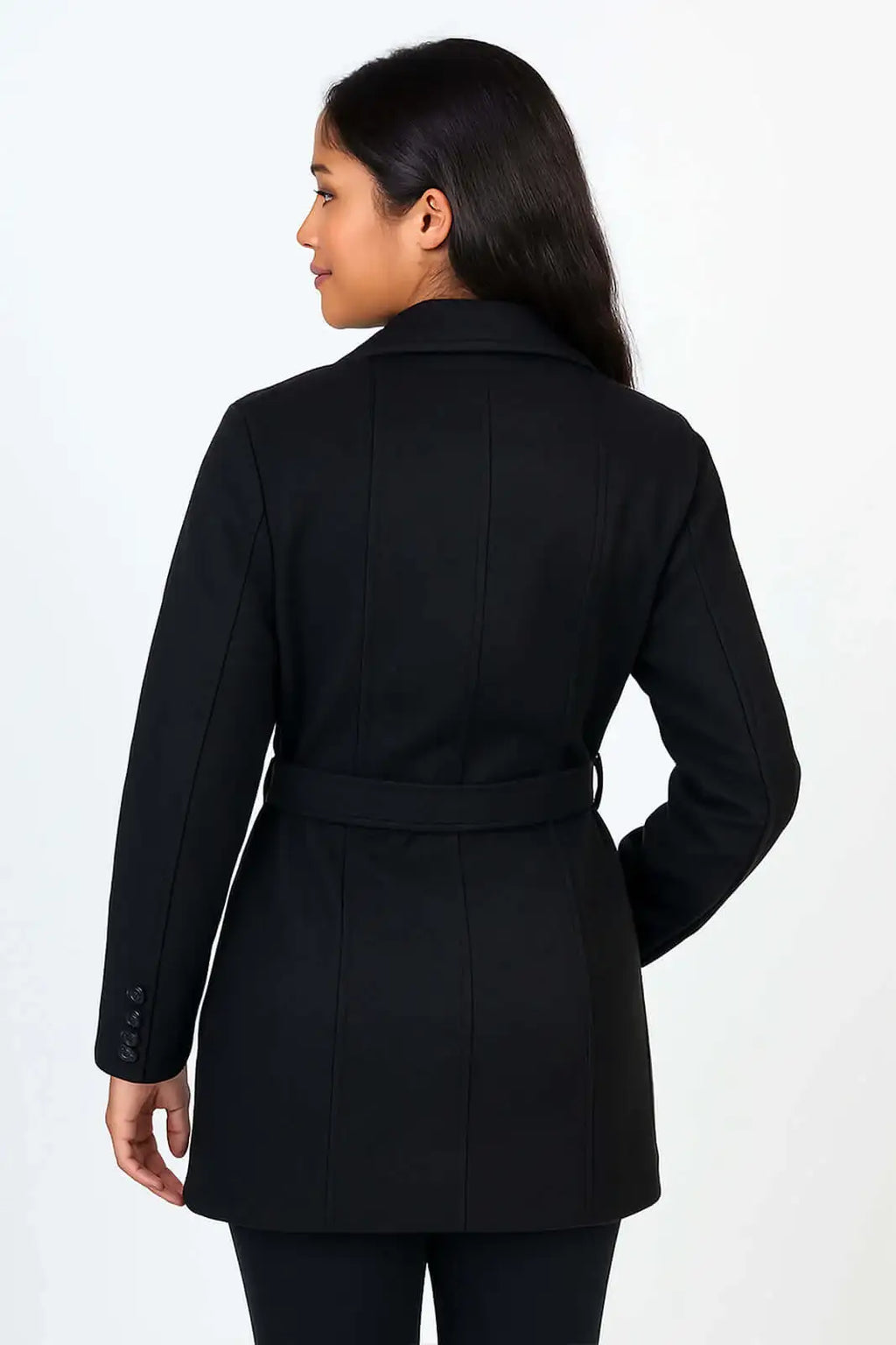 Casaco feminino lã batida sintética com cinto 84207 - Enluaze