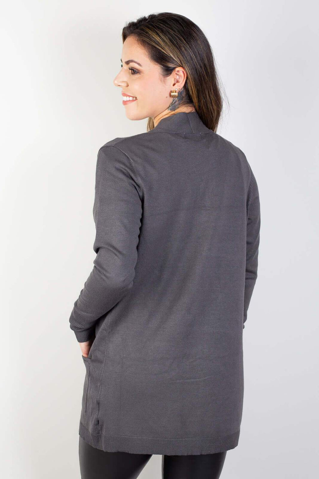 Cardigan de malha alongado feminino 85096 - Enluaze