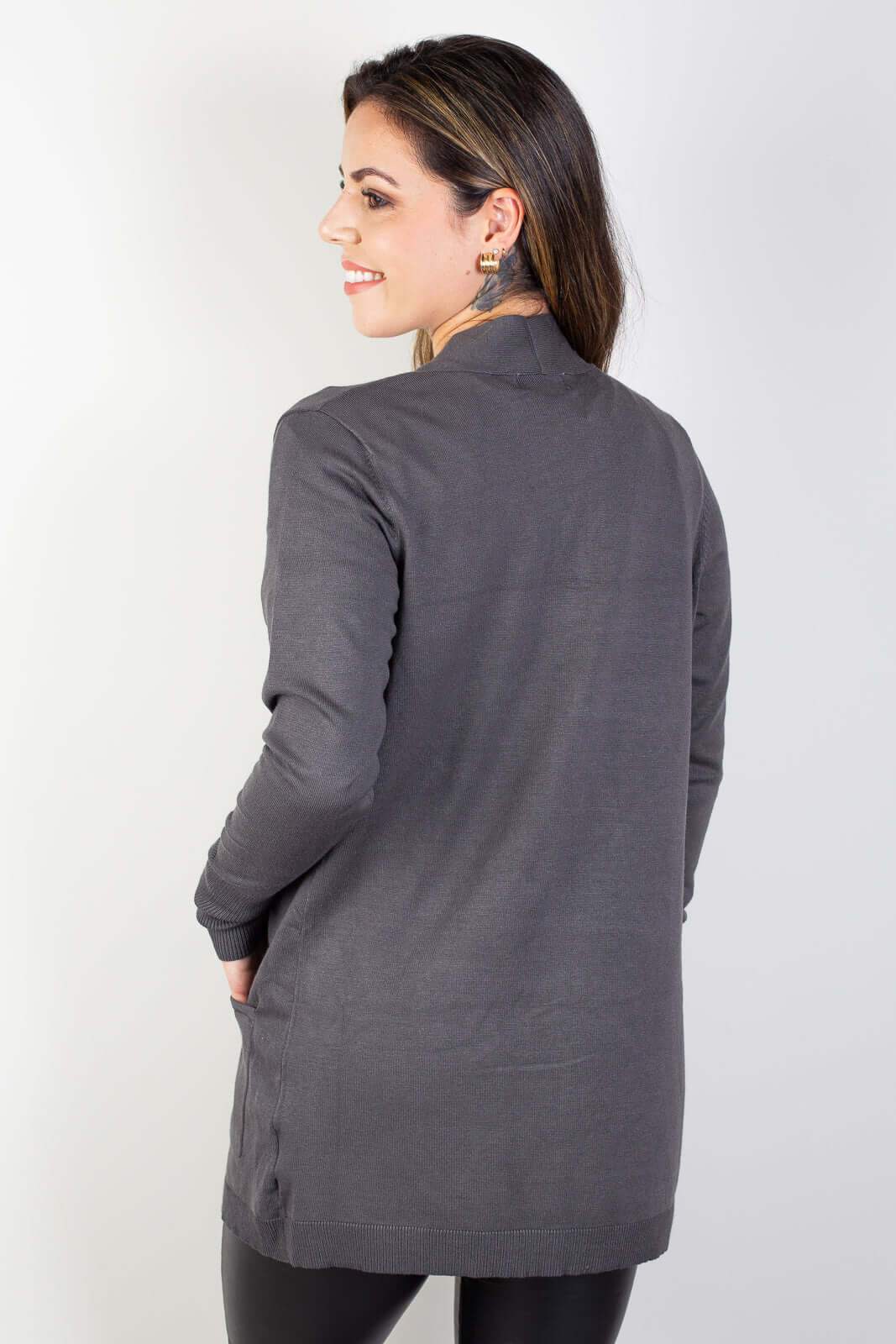 Cardigan de malha alongado feminino 85096 - Enluaze