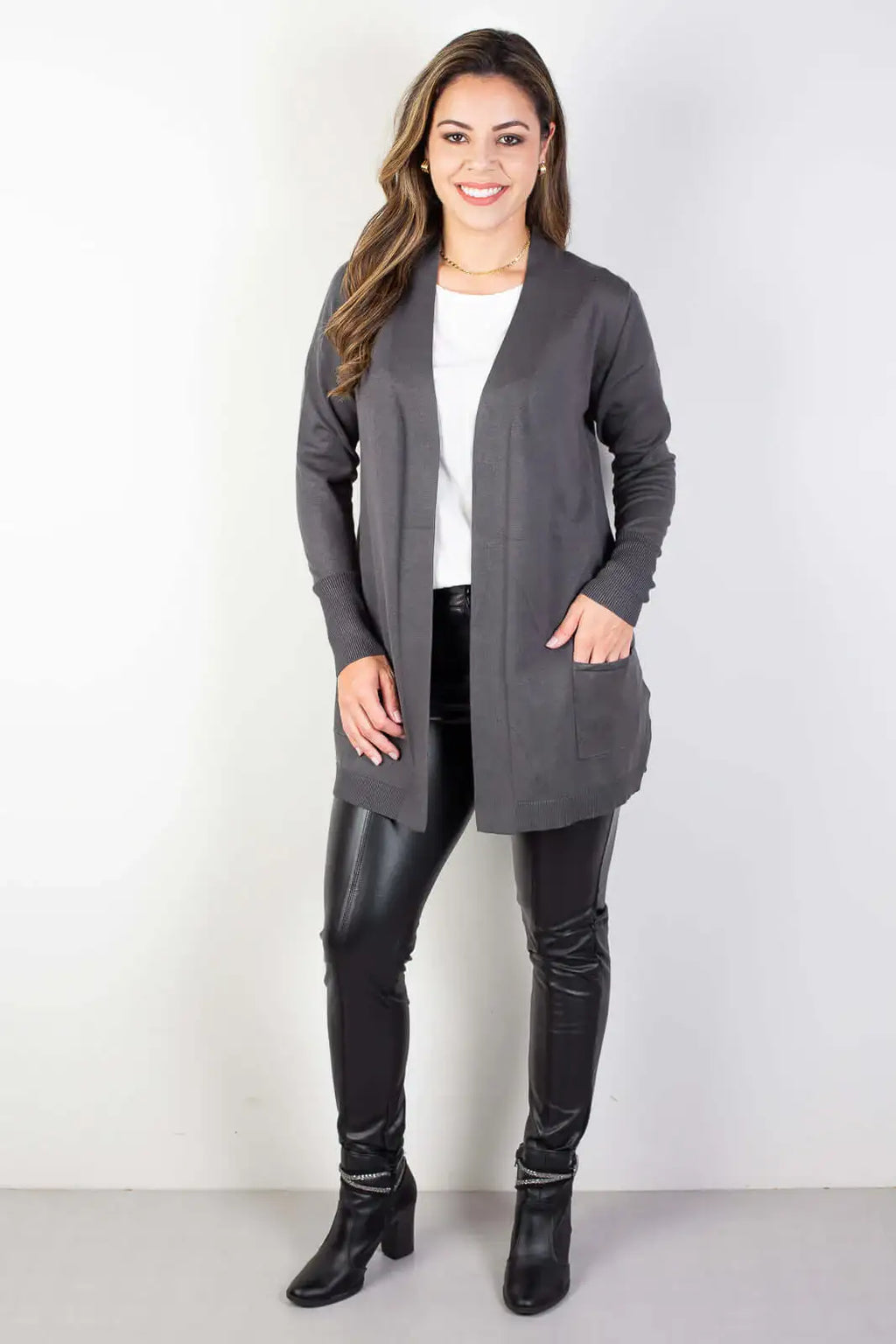 Cardigan de malha alongado feminino 85096 - Enluaze