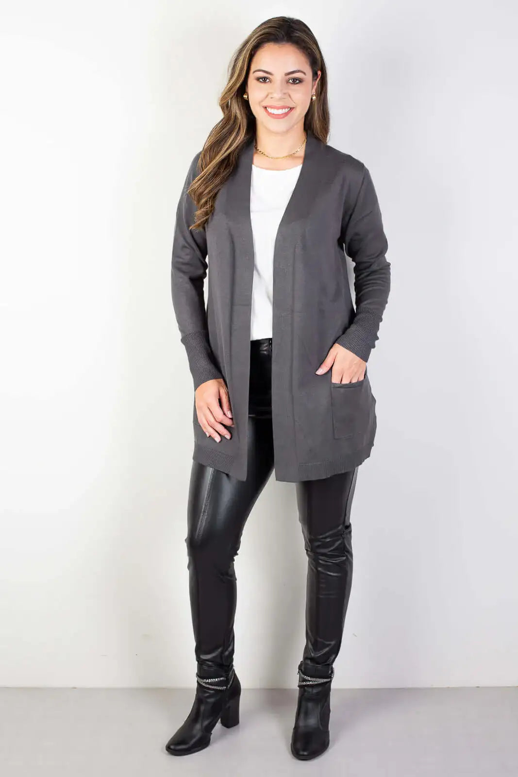 Cardigan de malha alongado feminino 85096 - Enluaze