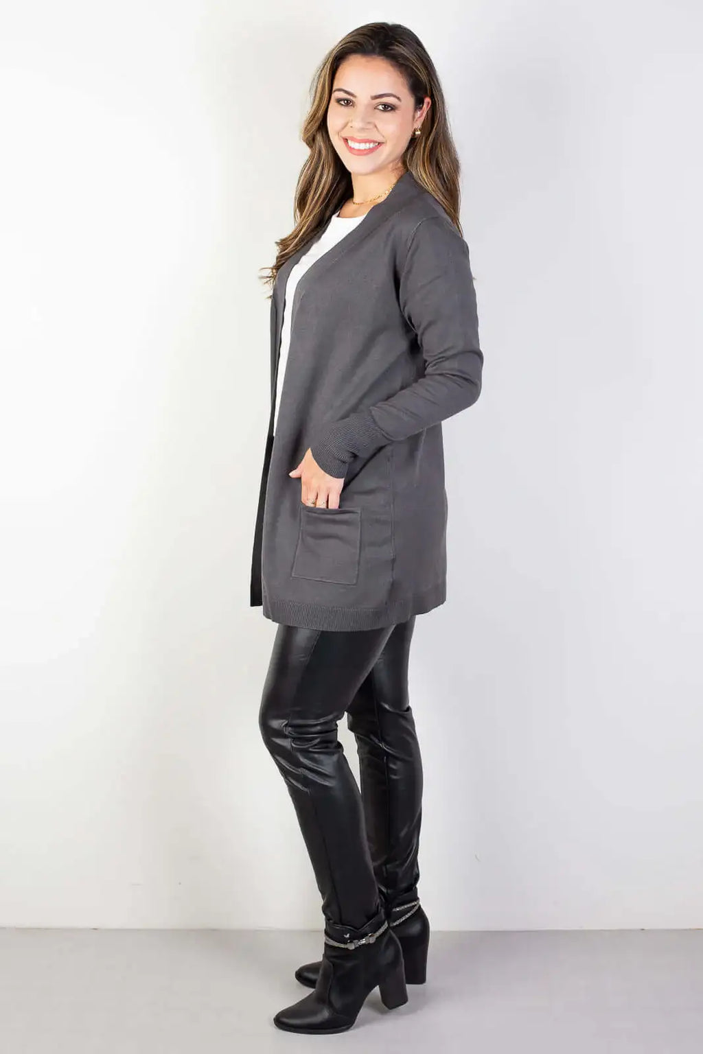 Cardigan de malha alongado feminino 85096 - Enluaze