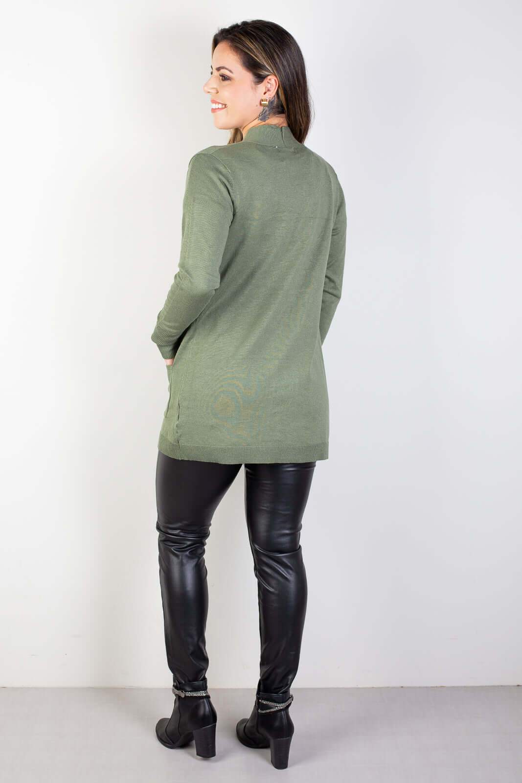 Cardigan de malha alongado feminino 85096 - Enluaze