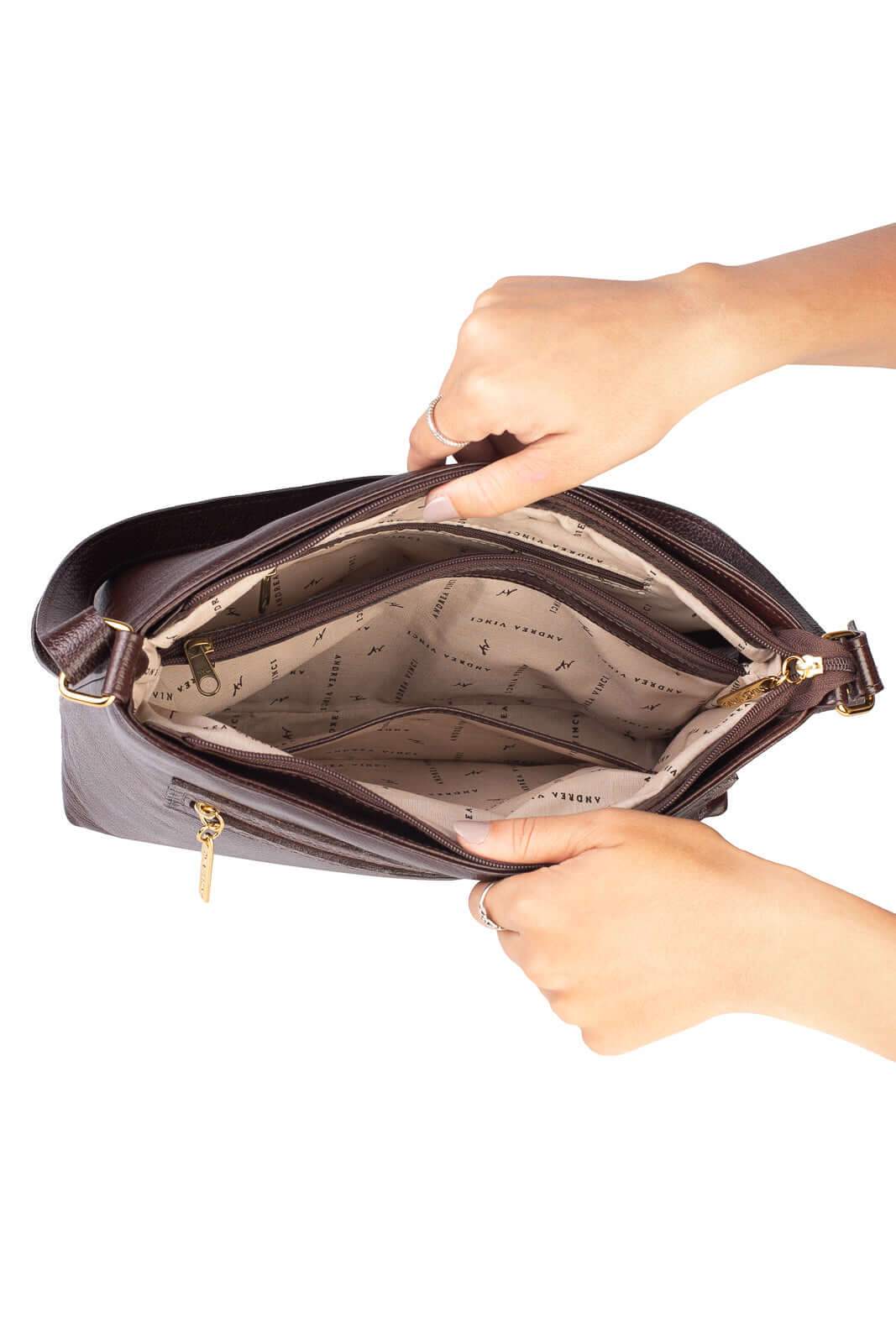 Bolsa transversal de couro liso Antonela - Enluaze