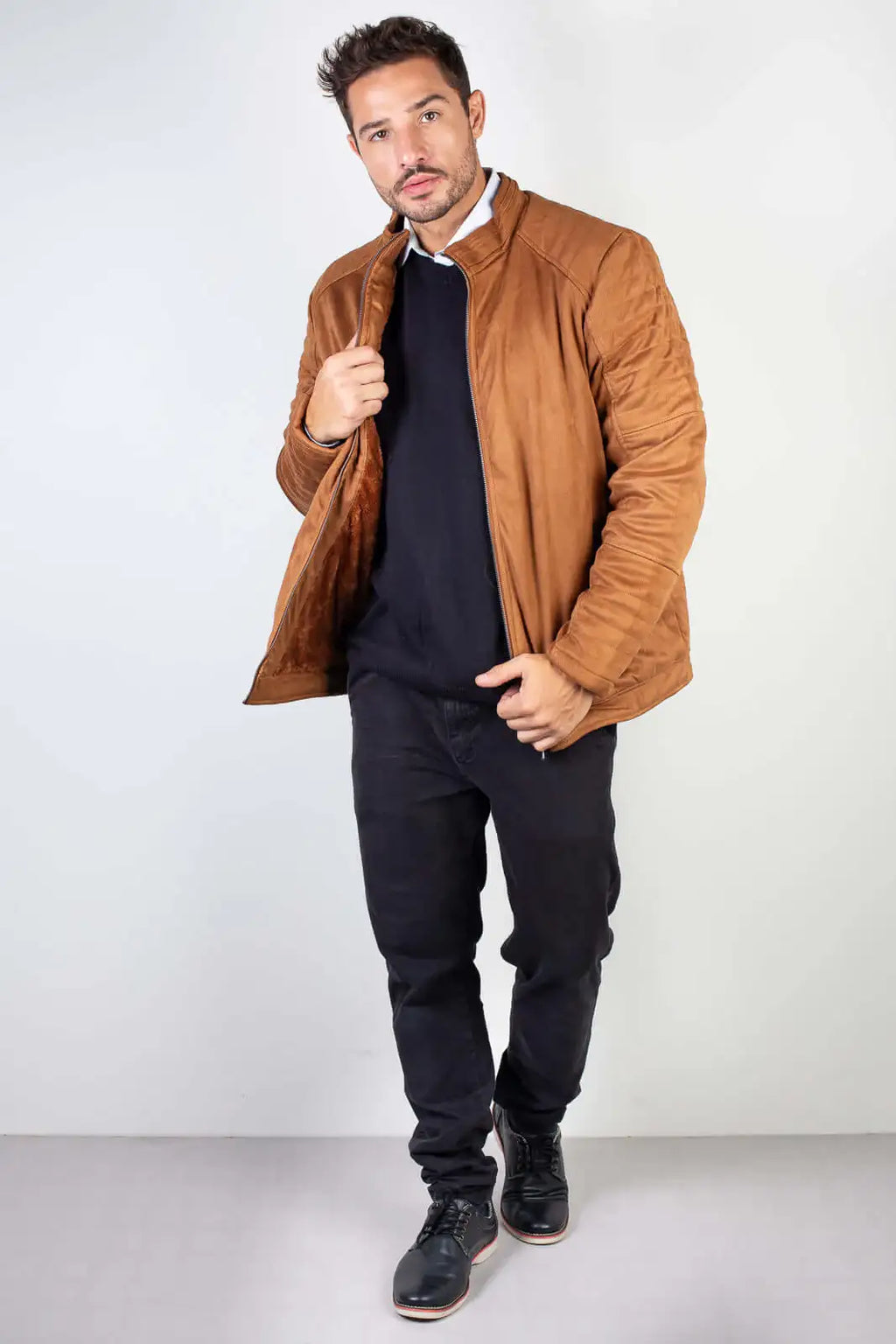 Jaqueta suede masculina forrada 94125 - Enluaze