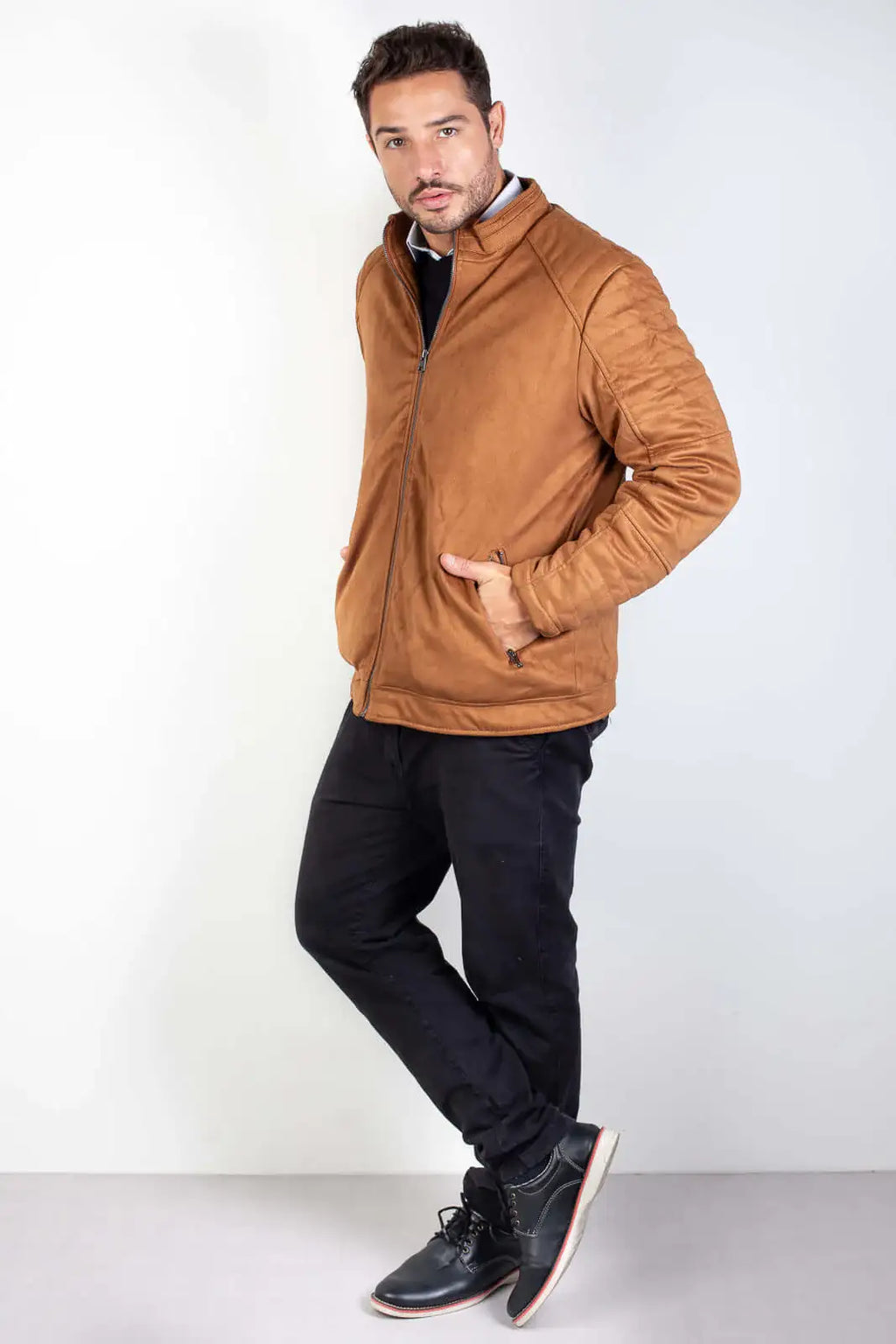 Jaqueta suede masculina forrada 94125 - Enluaze