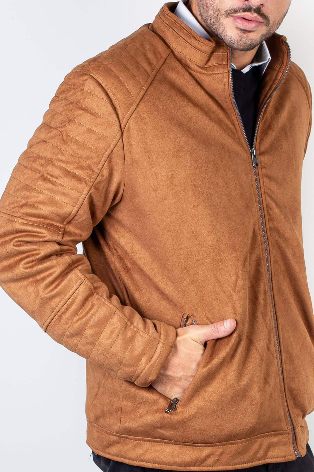 Jaqueta suede masculina forrada 94125 - Enluaze