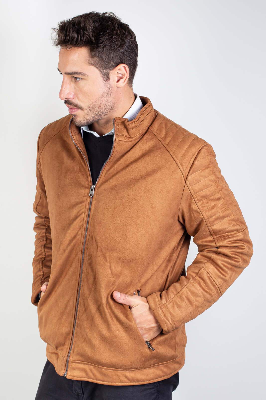 Jaqueta suede masculina forrada 94125 - Enluaze