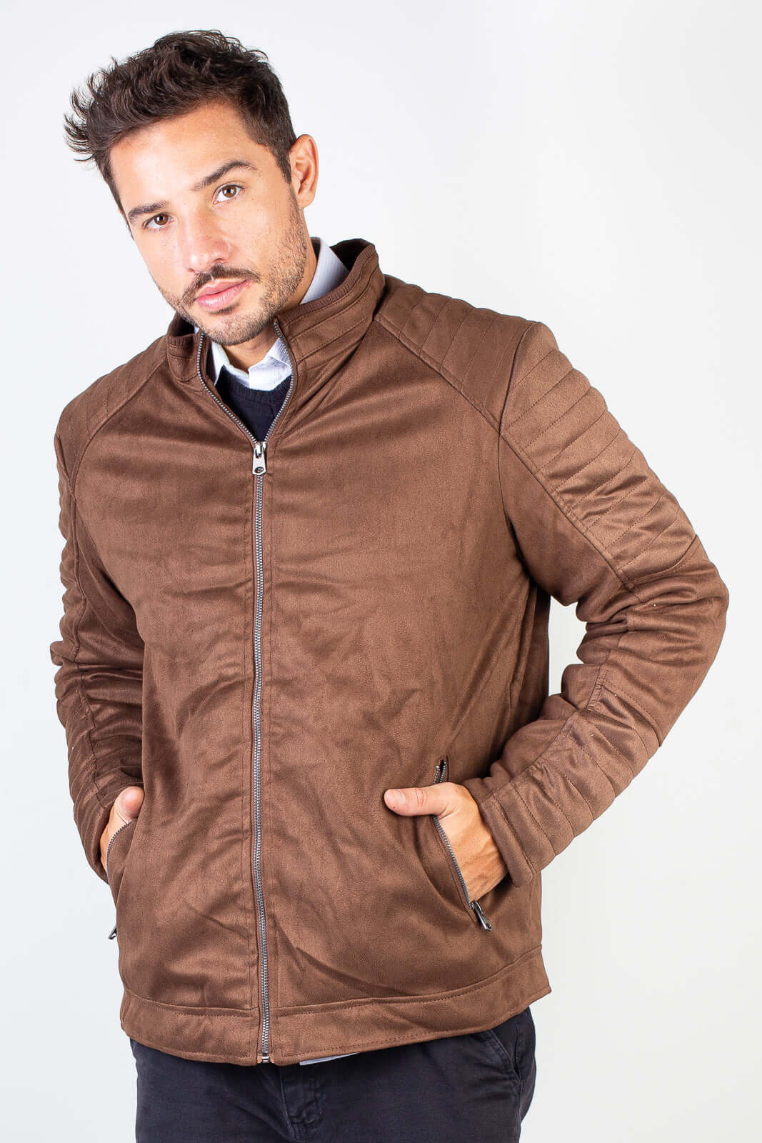 Jaqueta suede masculina forrada 94125 - Enluaze - Vestuário e Acessórios em Couro Legítimo